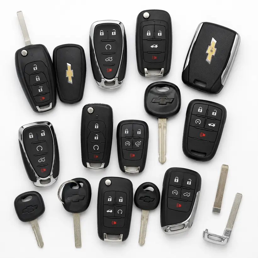 A range of Chevrolet keys and fobs we cut and program in West Palm Beach, FL
