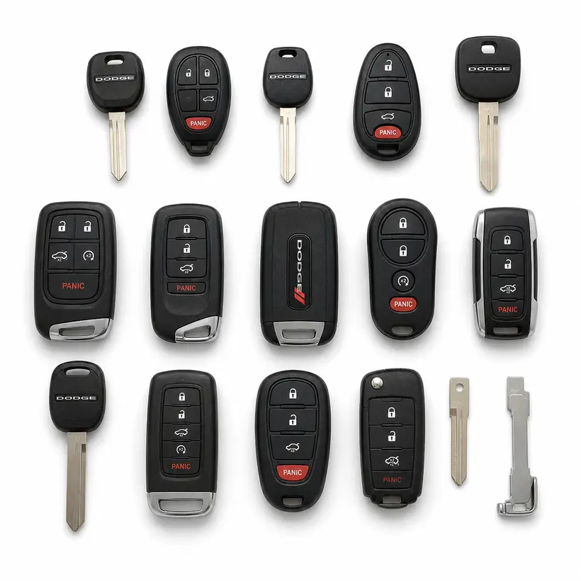 A range of Dodge keys and fobs we cut and program in West Palm Beach, FL