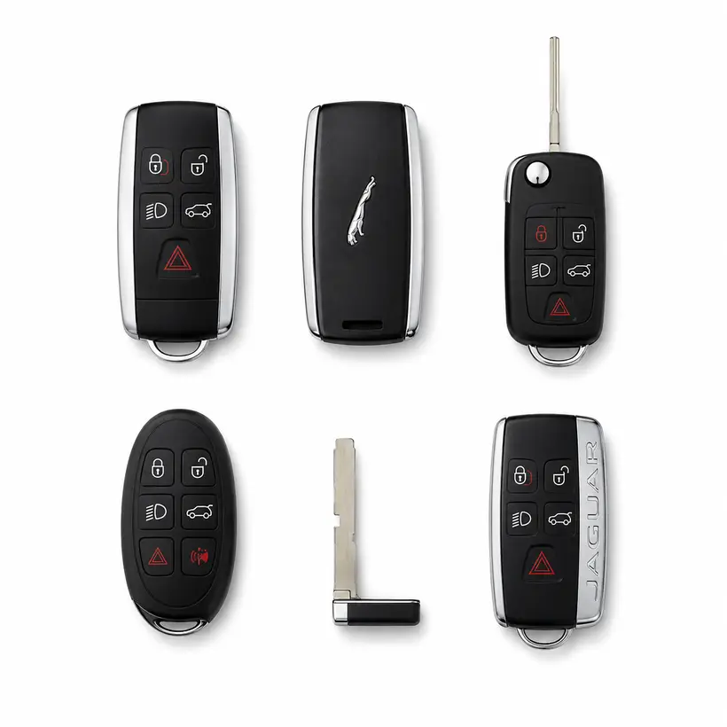 A range of Jaguar keys and fobs we cut and program in West Palm Beach, FL