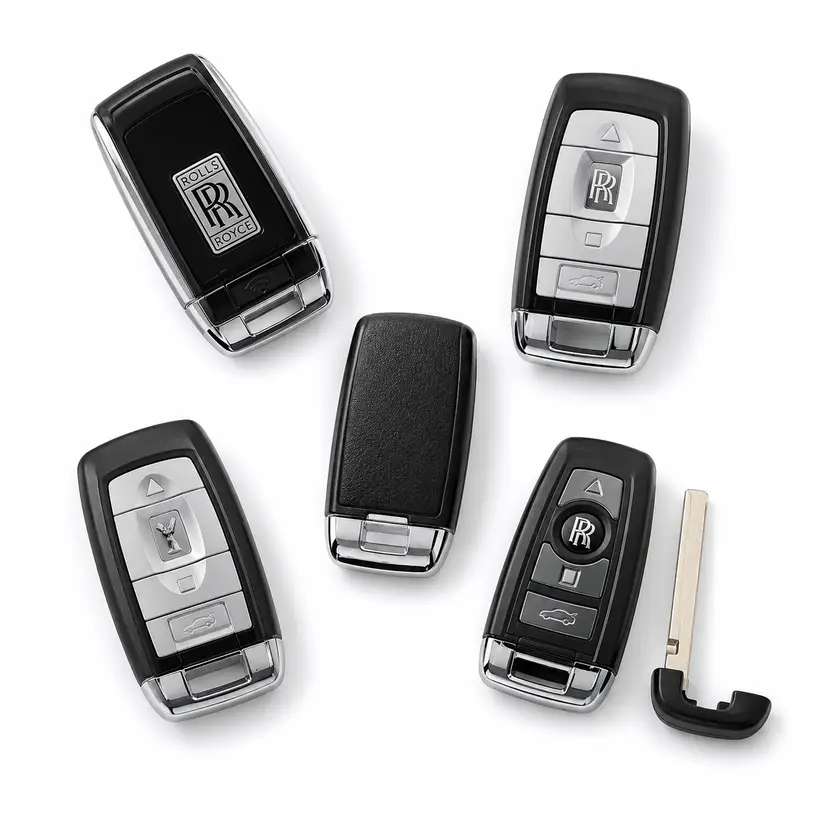 A range of Rolls-Royce keys and fobs we cut and program in West Palm Beach, FL